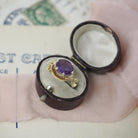 Created Color Change Sapphire Ring - Mid Century 10k Yellow Gold Natural 2.74 CT Gem - Circa 1960s Era Size 6 Victorian Revival Fine Jewelry