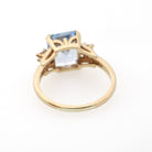 Created Spinel Ring - Mid Century 10k Yellow Gold French Cut Blue Gem Simulated Accents - Circa 1950s Era Size 5 1/2 Fine Statement Jewelry
