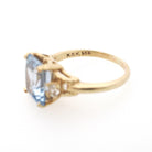 Created Spinel Ring - Mid Century 10k Yellow Gold French Cut Blue Gem Simulated Accents - Circa 1950s Era Size 5 1/2 Fine Statement Jewelry