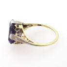 Vintage Amethyst Ring - Art Deco 14k Yellow & White Gold Filigree Emerald Cut Purple Gem - Circa 1930s Era Size 6 1/2 Floral Fine Jewelry