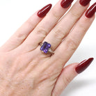Vintage Amethyst Ring - Art Deco 14k Yellow & White Gold Filigree Emerald Cut Purple Gem - Circa 1930s Era Size 6 1/2 Floral Fine Jewelry