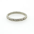 Art Deco Wedding Band - Vintage 14k White Gold 2.5 MM Orange Blossom Engraved Design Ring - Circa 1920s Size 6 Bridal Fine Statement Jewelry