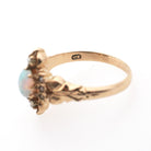 Antique Opal Ring - Victorian 10k Rose Gold Cabochon Cut .31 CT Gem - Circa 1890s Size 6 3/4 Seed Pearl Accent Fine Dainty Statement Jewelry