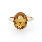 Vintage Citrine Ring - Mid Century 10k Yellow Gold Natural Oval Yellow Solitaire - Circa 1960s Era Size 6 November Birthstone Fine Jewelry