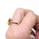 Vintage Citrine Ring - Mid Century 10k Yellow Gold Natural Oval Yellow Solitaire - Circa 1960s Era Size 6 November Birthstone Fine Jewelry