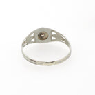 Vintage Baby Ring - Art Deco 14k White Gold Natural Diamond Flower Filigree Pinky Midi Band - Circa 1930s Era Size 2 Dainty Fine Jewelry
