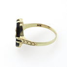 Onyx & Diamond Ring - Art Deco 14k Yellow Gold Oval Black Gemstone Signet - Circa 1930s Era Size 8 Fine Wheat Engraved Statement Jewelry