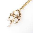 Antique Lavalier Pendant - Edwardian 14k Yellow Gold Seed & Cultured Pearls Necklace - Circa 1910s June Birthstone Fine Statement Jewelry