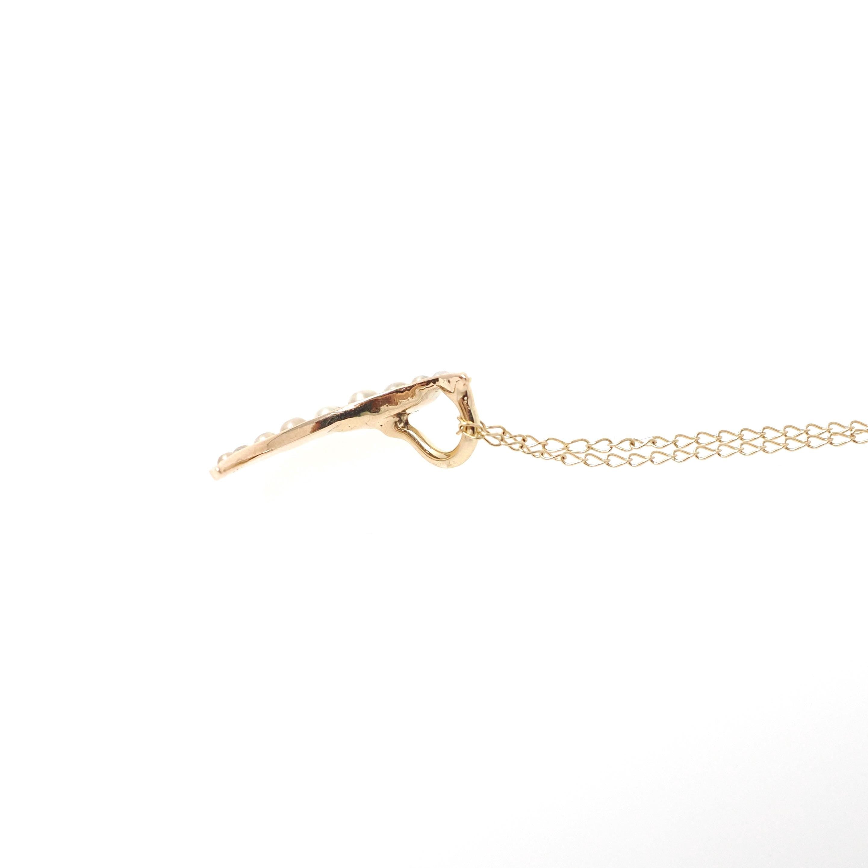 Antique Crescent Moon Charm - Edwardian Era 14k Yellow Gold Cultured Seed Pearl Conversion Pendant - Circa 1910s Celestial Fine Jewelry