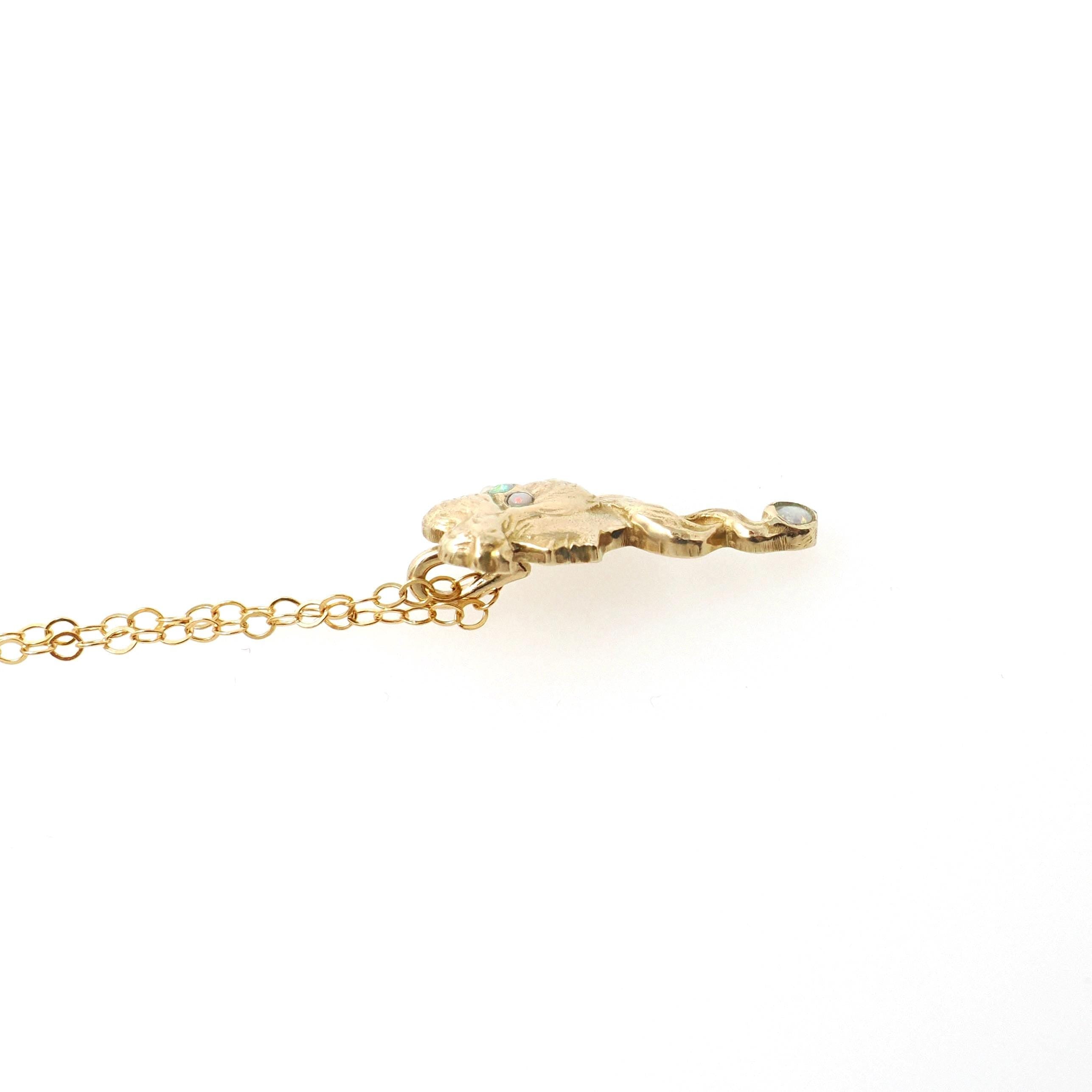 Gibson Girl Pendant Necklace - Antique Edwardian 14k Yellow Gold Natural Opal Charm - Circa 1910s Era Stick Pin Conversion Fine Jewelry