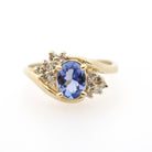 Tanzanite & Diamond Ring - Estate 14k Yellow Gold 2.71 CT Violet Gemstone Bypass - Contemporary Sz 6.25 Alternative Engagement Fine Jewelry