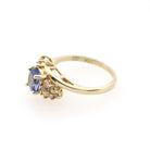 Tanzanite & Diamond Ring - Estate 14k Yellow Gold 2.71 CT Violet Gemstone Bypass - Contemporary Sz 6.25 Alternative Engagement Fine Jewelry