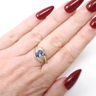 Tanzanite & Diamond Ring - Estate 14k Yellow Gold 2.71 CT Violet Gemstone Bypass - Contemporary Sz 6.25 Alternative Engagement Fine Jewelry