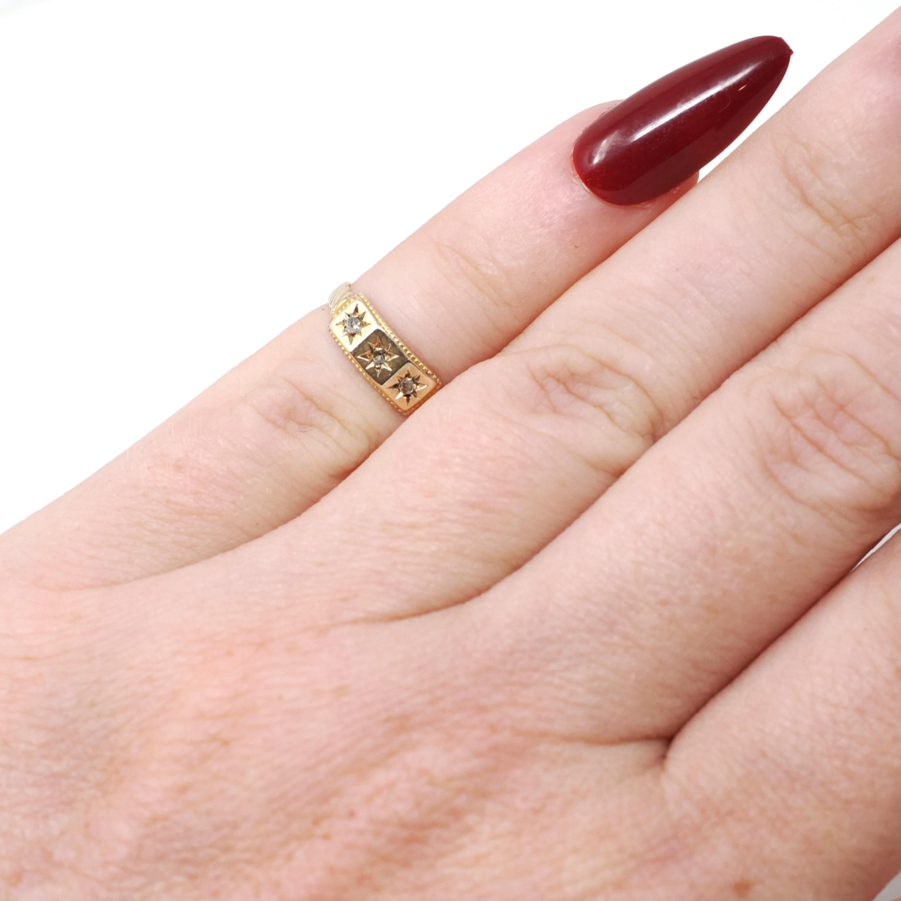 Antique Diamond Midi Ring - Edwardian 10k Yellow Gold Natural Gemstones - Circa Early 1900s Era Size 1 Pinky Children's Baby Fine Jewelry