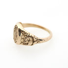 Antique "WKA" Signet Ring - Art Deco Era 10k Yellow Gold Engraved Initial Letters Unisex - Stamped 1923 Size 6 Floral Flower Fine Jewelry
