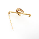 Diamond Crescent Moon Brooch - Edwardian 14k Yellow Gold Antique Cut Natural .70 CTW Pendant Bar Pin - Early 1900s Celestial Fine Jewelry
