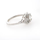 Vintage Engagement Ring - Mid Century Era 14k White Gold 1.36 CTW Natural Diamonds - Circa 1950s Era Size 7 1/2 Fine Cluster Bridal Jewelry