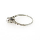 Cultured Pearl Ring - Art Deco 18k White Gold Dainty Wheat Filigree Solitaire - Vintage Circa 1930s Size 4 3/4 June Birthstone Fine Jewelry