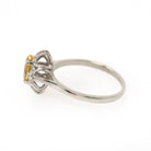 Created Yellow Sapphire Ring - Contemporary 10k White Gold Marquise Gemstone Created Spinels - Estate Circa 1990s Era Size 7 Fine Jewelry