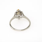 Created Yellow Sapphire Ring - Contemporary 10k White Gold Marquise Gemstone Created Spinels - Estate Circa 1990s Era Size 7 Fine Jewelry