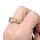 Aquamarine & Diamond Ring - Contemporary 14k Yellow Gold Oval Faceted 1.80 CT Blue Gem - Estate Circa 2000's Size 7 Fine Statement Jewelry