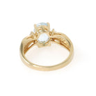 Aquamarine & Diamond Ring - Contemporary 14k Yellow Gold Oval Faceted 1.80 CT Blue Gem - Estate Circa 2000's Size 7 Fine Statement Jewelry