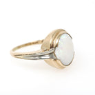 Vintage Opal Ring - Mid Century 10k Yellow Gold Natural Cabochon Gemstone Solitaire - Circa 1960s Size 7 3/4 October Birthstone Fine Jewelry