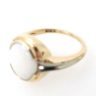 Vintage Opal Ring - Mid Century 10k Yellow Gold Natural Cabochon Gemstone Solitaire - Circa 1960s Size 7 3/4 October Birthstone Fine Jewelry