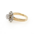 Diamond Engagement Ring - Modernist 14k Yellow & White Gold .33 CTW Floral Cluster Halo - Circa 1970s Era Size 7 3/4 Fine Engagement Jewelry