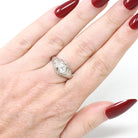 Art Deco Engagement Ring - Antique 18k White Gold Filigree 0.15 CT Old European Cut Diamond Solitaire - Circa 1920s Era Size 6 Fine Jewelry