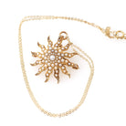 Antique Starburst Necklace - Edwardian 14k Yellow Gold Seed Pearls Brooch Pendant - Circa 1910s Sun Star Celestial Fine Statement Jewelry