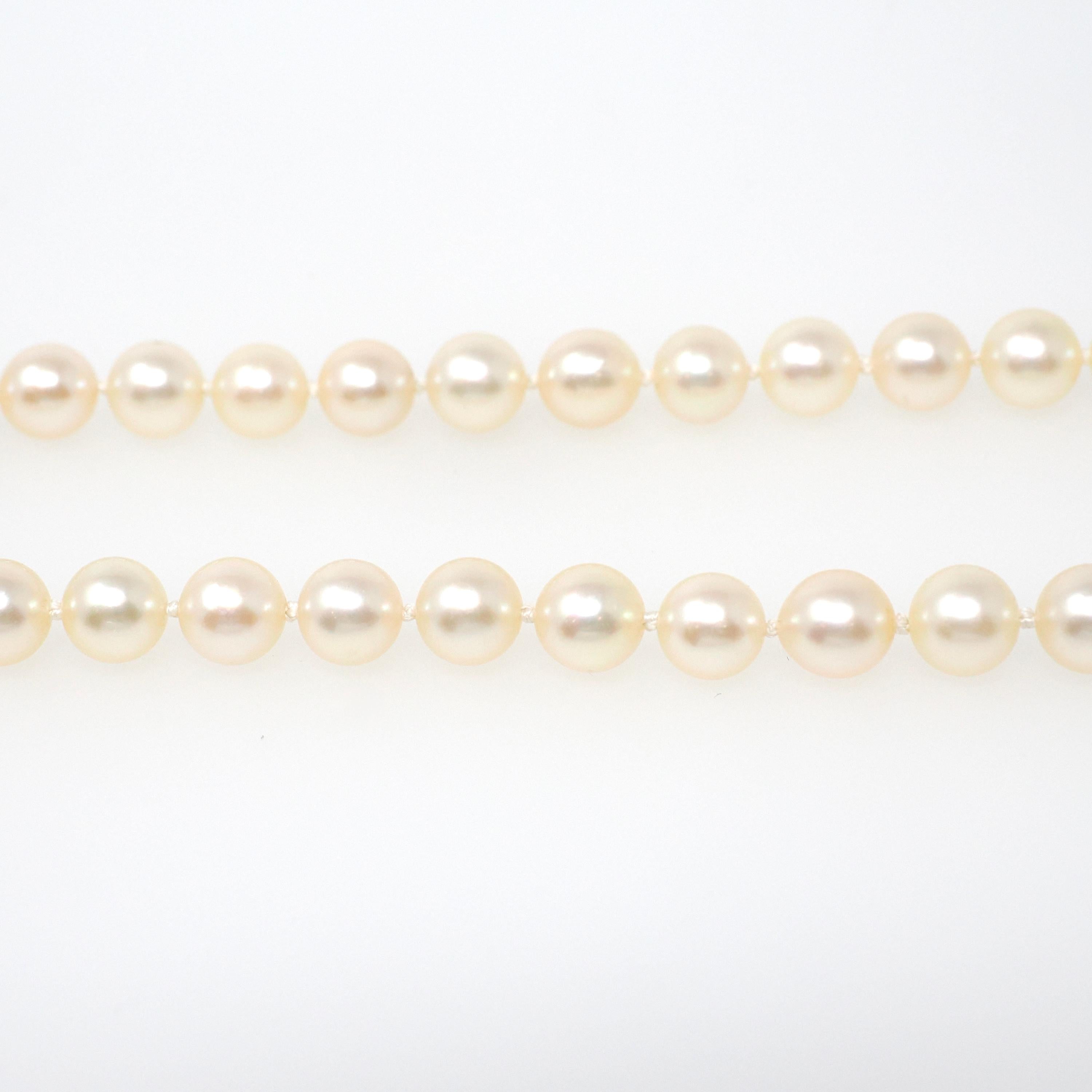 Pearl Strand Necklace - Estate 14k Yellow Gold Flower Clasp Ruby Accent 6 MM Freshwater Beads - Contemporary Era Choker Fine Jewelry