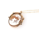 Antique Flip Pendant - Victorian 10K Rosy Yellow Gold Carved Shell Cameo Spinner Necklace - Dated July 8th 1885 Two Sided Statement Jewelry