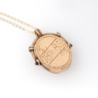 Antique Flip Pendant - Victorian 10K Rosy Yellow Gold Carved Shell Cameo Spinner Necklace - Dated July 8th 1885 Two Sided Statement Jewelry
