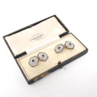 Art Deco Cufflinks - Antique 18k Yellow White Gold Matched Hexagonal Natural Sapphire Rock Crystal Quartz - Circa 1930s Fine Enamel Jewelry