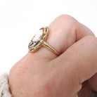 Vintage Cameo Habillé Ring - Mid Century 10k Yellow Gold & Natural Diamond - Circa 1950s Size 6.5 Carved Shell Ladies Portrait Fine Jewelry