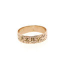Antique Baby Band - Victorian 10k Yellow Gold Engraved Pinky Midi Ring - Circa 1890s Era Size 1/2 Fine Children's Statement Jewelry