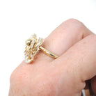 Diamond Spinner Ring - Contemporary 14k Yellow Gold Motion Kinetic Pinwheel Style - Estate .10 CTW Gemstone Size 6 3/4 Fidget Fine Jewelry