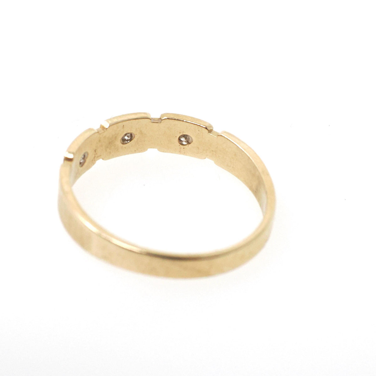 Star Diamond Band - Vintage 14k Yellow Gold .04 CTW Three Stone Celestial Ring - Circa 1960s Size 10 Modernist Bridal Wedding Fine Jewelry