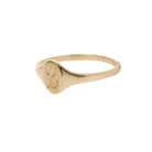 Initial "L" Ring - Mid Century 10k Yellow Gold Engraved Cursive Monogrammed - Vintage Circa 1960s Era Size 1 3/4 Fine Childrens Jewelry
