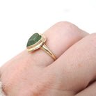 Jade Heart Ring - Mid Century 10k Yellow Gold Green Nephrite Gemstone - Vintage Circa 1960s Era Size 5 3/4 Fine Statement Sweetheart Jewelry