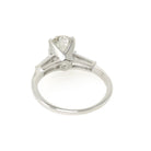 Vintage Engagement Ring - Mid Century Platinum Natural 2.24 CTW Oval & Baguette Diamonds - Circa 1960s Size 6.25 Fine Bridal Wedding Jewelry