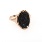 Antique Intaglio Ring - Victorian Era 10k Rosy Yellow Gold Carved Intaglio Dark Red Sard - Circa 1890s Size 7 Ladies Profile Fine Jewelry
