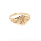 Letters "EM" Ring - Retro 10k Yellow Gold Engraved Cursive Initials - Vintage Circa 1940s Era Size 1 3/4 Pinky Midi Fine OB Baby Jewelry