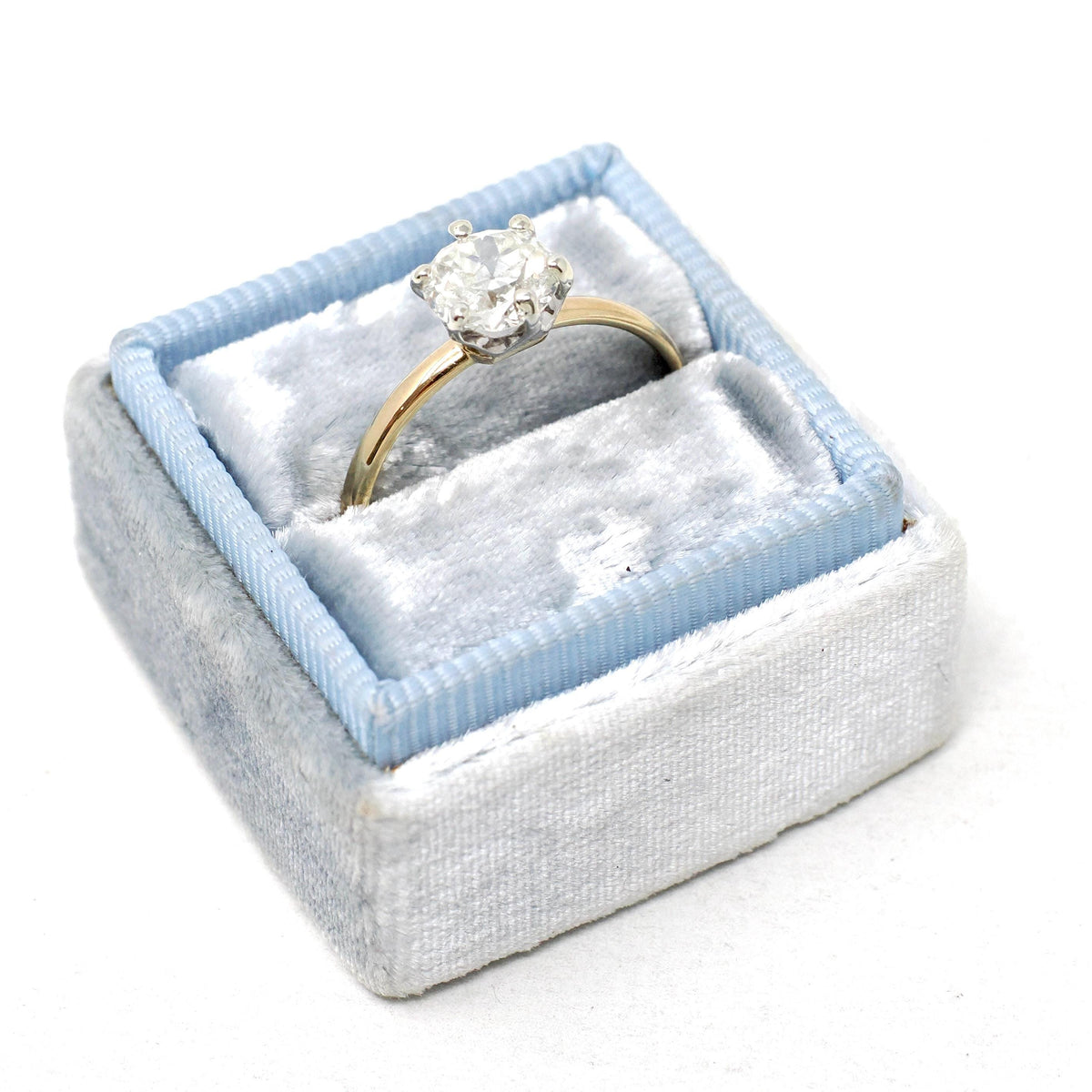 Antique Engagement Ring - 18k Yellow Gold Platinum Crown .95 CT Old European Cut Diamond Solitaire - Size 6 3/4 Tiffany & Co Fine Jewelry