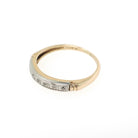 Diamond Wedding Band - Mid Century 14k Yellow & White Gold Rough Cut Gem Ring - Circa 1950s Size 4.5 Fine Two Tone Dainty Bridal Jewelry