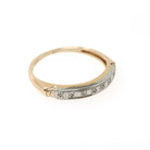 Diamond Wedding Band - Mid Century 14k Yellow & White Gold Rough Cut Gem Ring - Circa 1950s Size 4.5 Fine Two Tone Dainty Bridal Jewelry