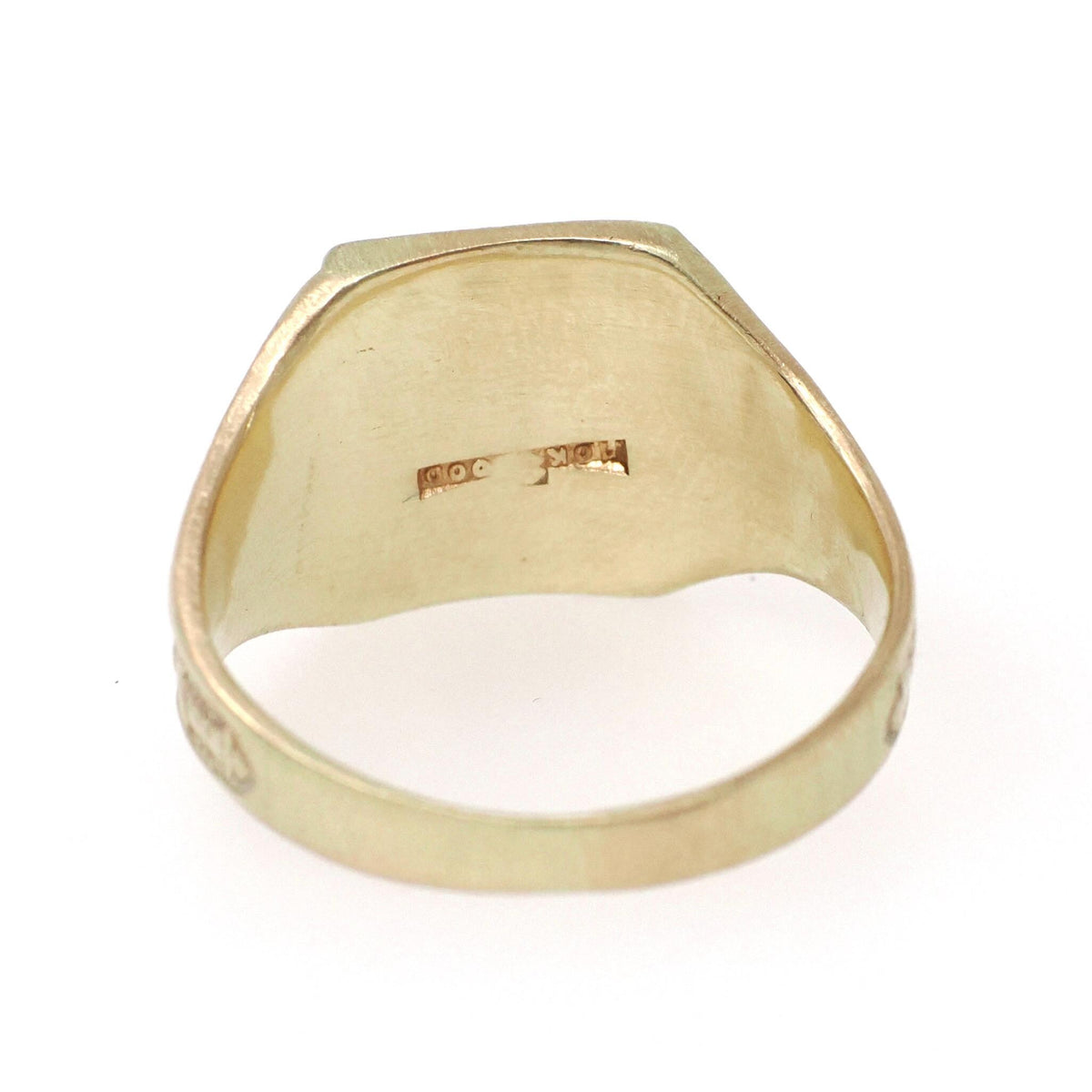 Antique Urn Ring - Edwardian 10k Yellow Gold Blank Engravable Rectangular Signet - Circa 1900s Size 6 1/2 JR Wood Fine Satin Finish Jewelry