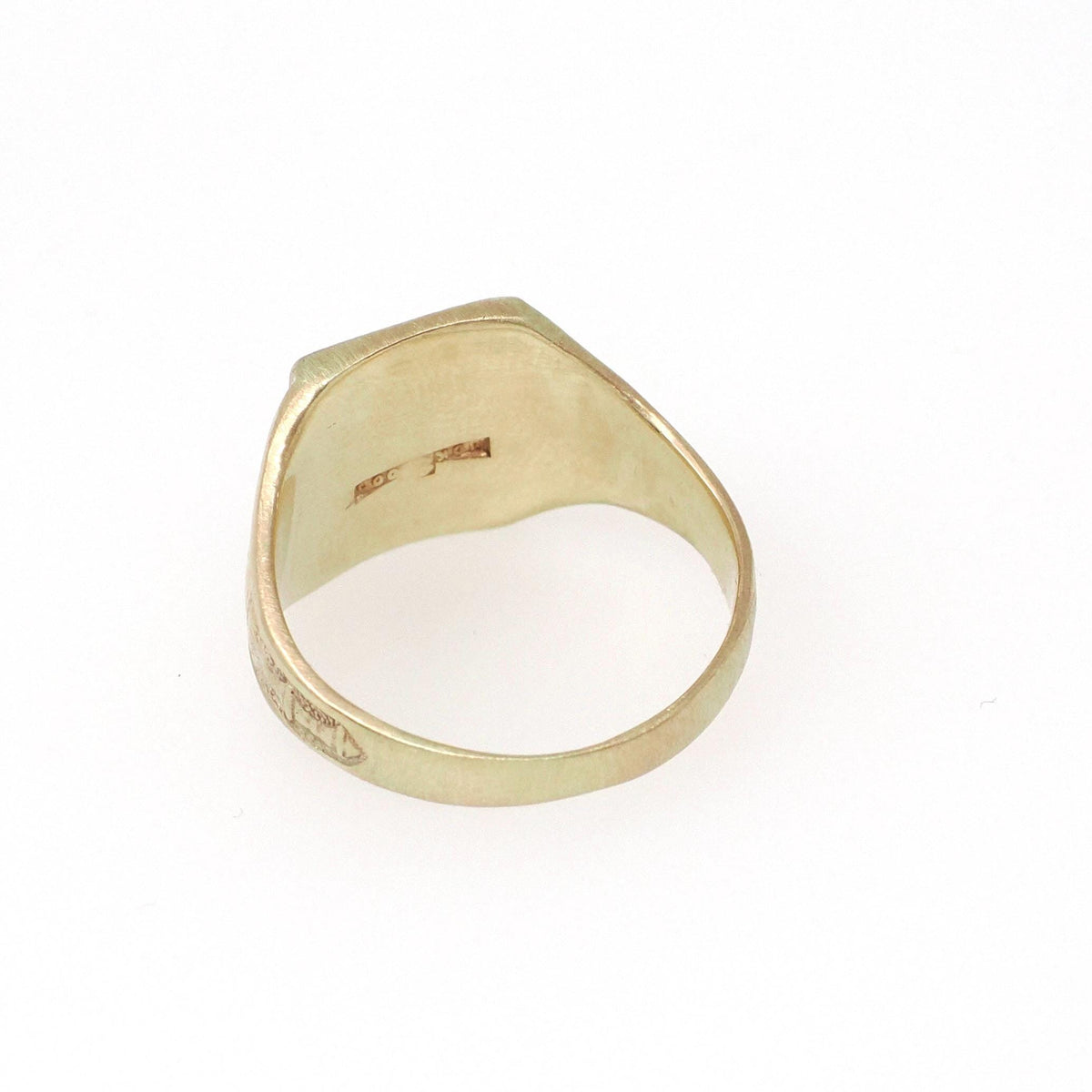 Antique Urn Ring - Edwardian 10k Yellow Gold Blank Engravable Rectangular Signet - Circa 1900s Size 6 1/2 JR Wood Fine Satin Finish Jewelry