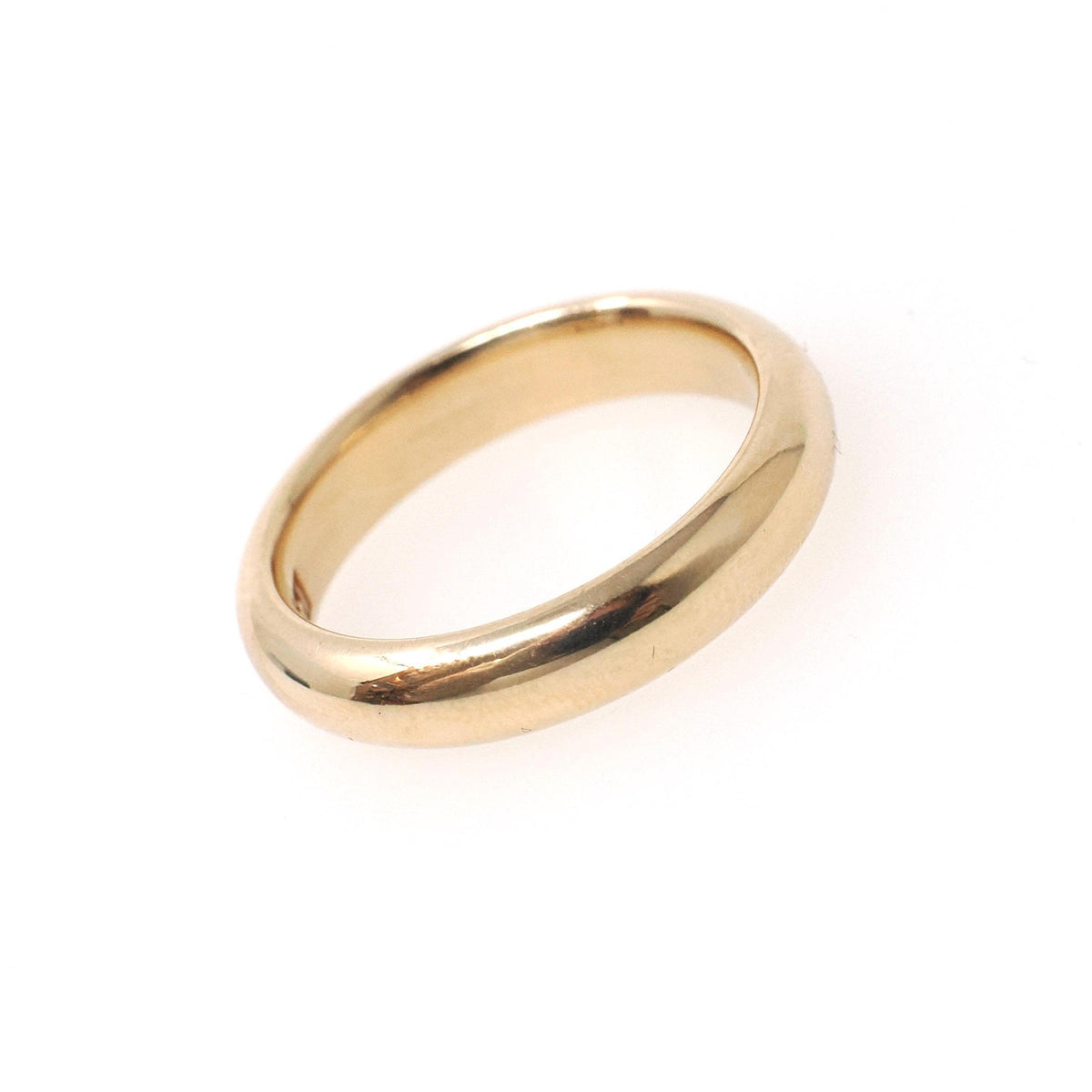 Antique Wedding Band - Edwardian Era 14k Yellow Gold 4.3 MM Domed Comfort Fit Ring - Size 6 1/2 Fine Art Carved JR Wood Bridal Jewelry